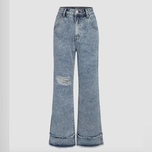 Cider Ripped Mid Waist Wide Leg Jeans